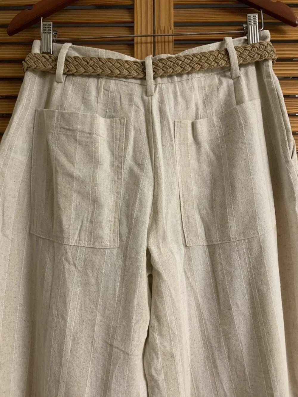 ZARA WOMENS STRIPED WIDE LEG PANTS WITH BELT STRIPED/4387/057 Sz M